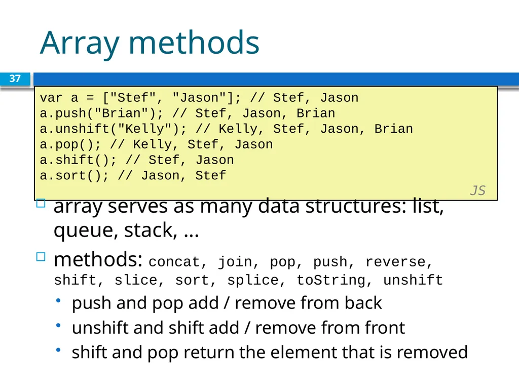 Intro to Javascript CS380 1 Client Side Scripting - slide 37 of 40