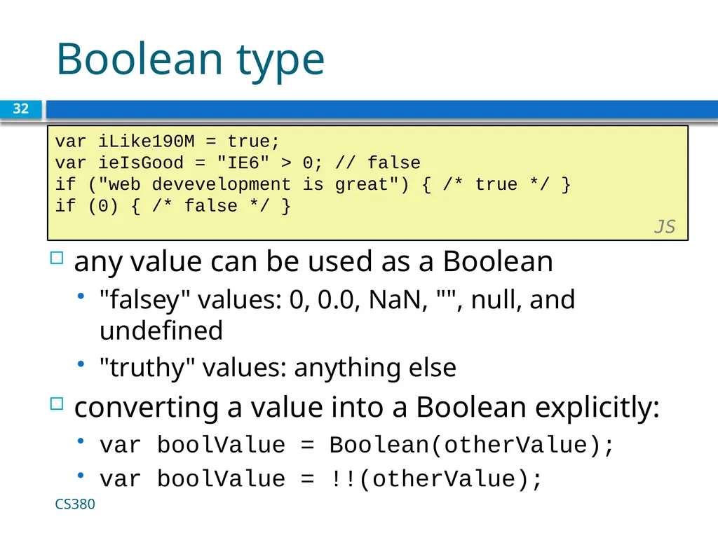 Intro to Javascript CS380 1 Client Side Scripting - slide 32 of 40