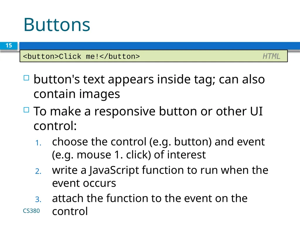 Intro to Javascript CS380 1 Client Side Scripting - slide 15 of 40
