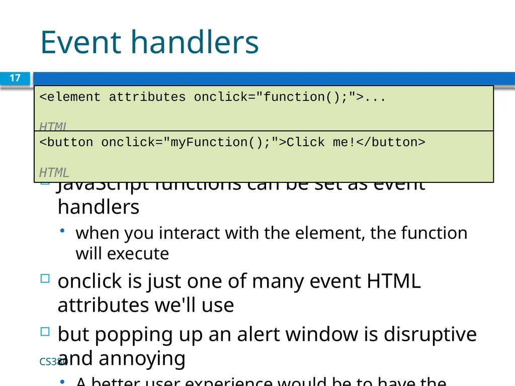 Intro to Javascript CS380 1 Client Side Scripting - slide 17 of 40