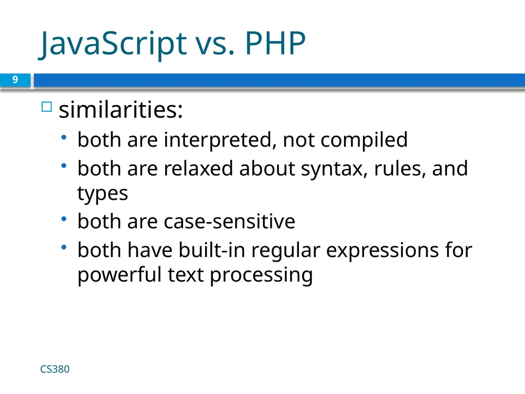 Intro to Javascript CS380 1 Client Side Scripting - slide 9 of 40