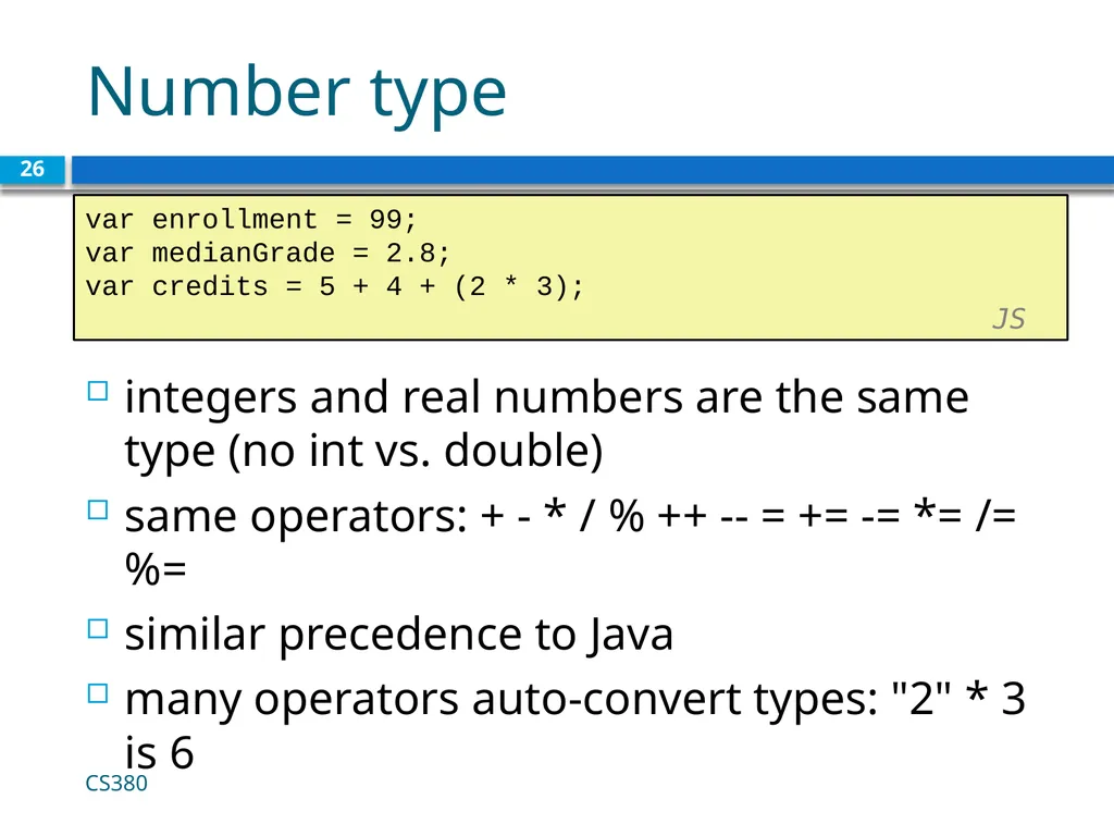 Intro to Javascript CS380 1 Client Side Scripting - slide 26 of 40