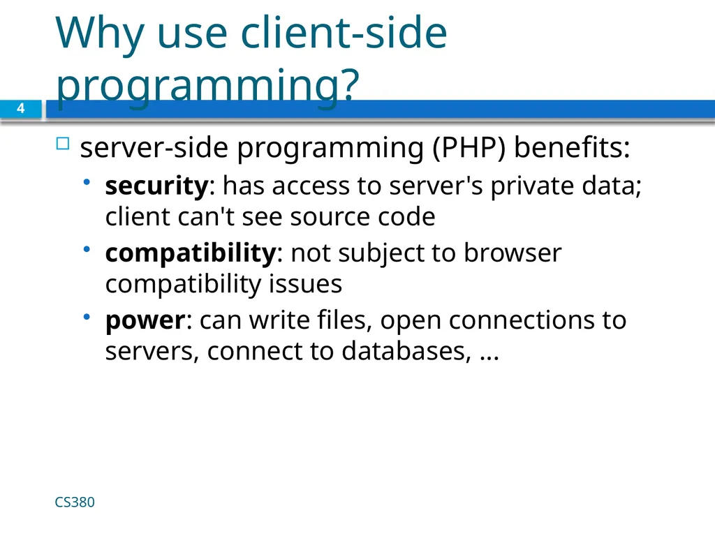 Intro to Javascript CS380 1 Client Side Scripting - slide 4 of 40