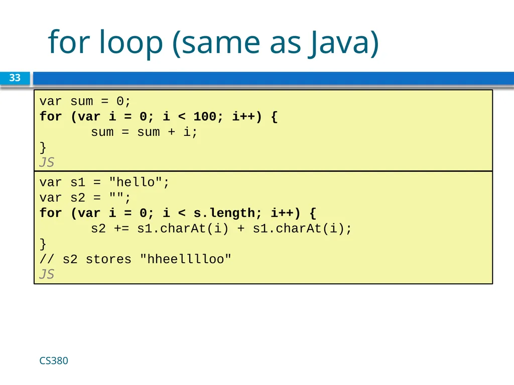 Intro to Javascript CS380 1 Client Side Scripting - slide 33 of 40