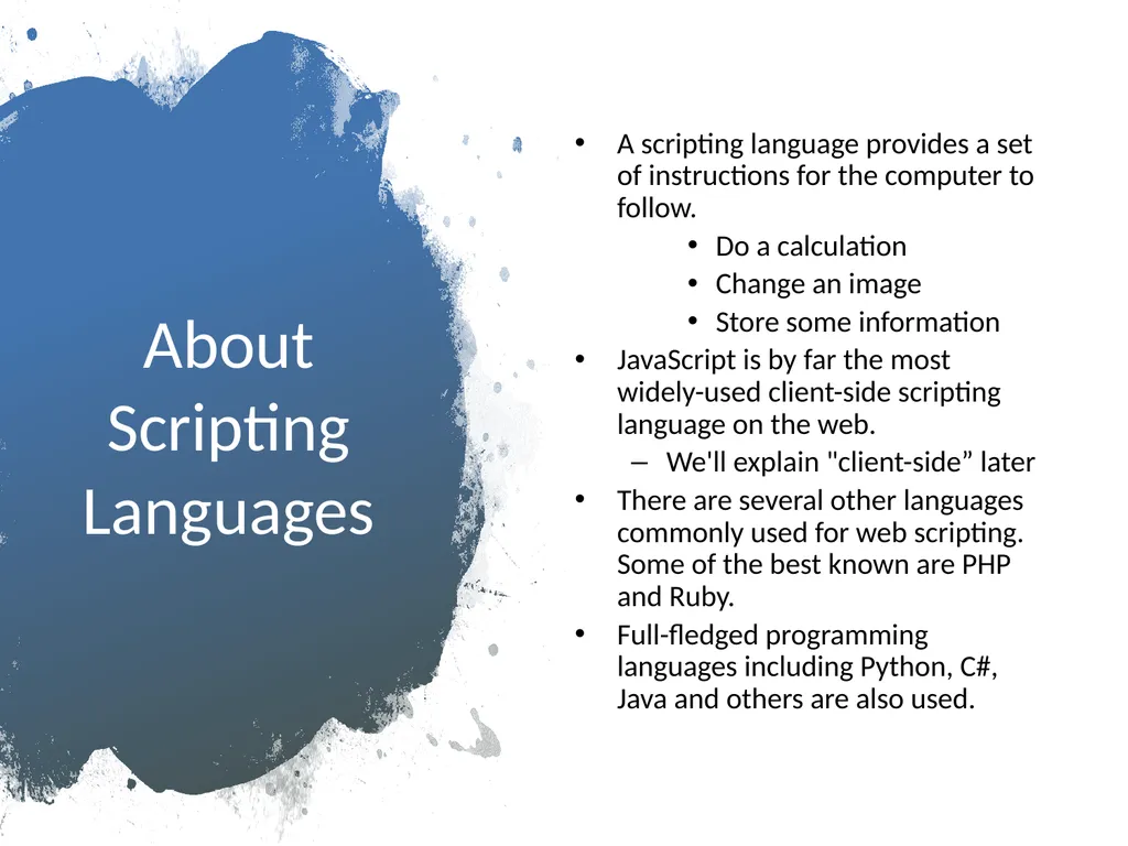 JavaScript Part 1 Introduction to scripting - slide 3 of 14