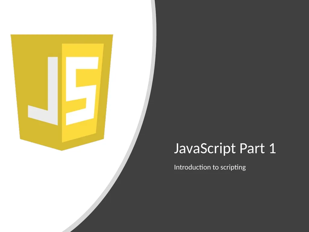 JavaScript Part 1 Introduction to scripting - slide 1 of 14