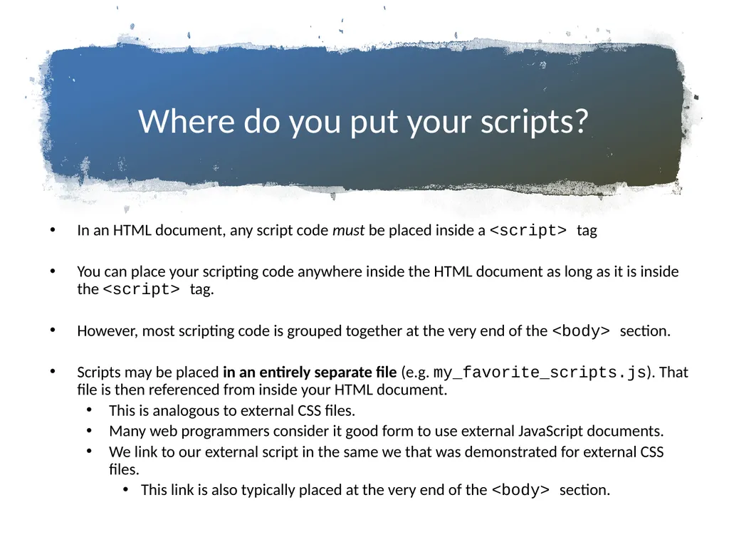 JavaScript Part 1 Introduction to scripting - slide 5 of 14