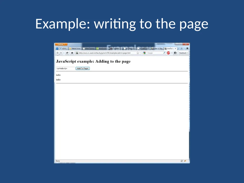 JavaScript CMPT 281 Outline Introduction to - slide 18 of 47