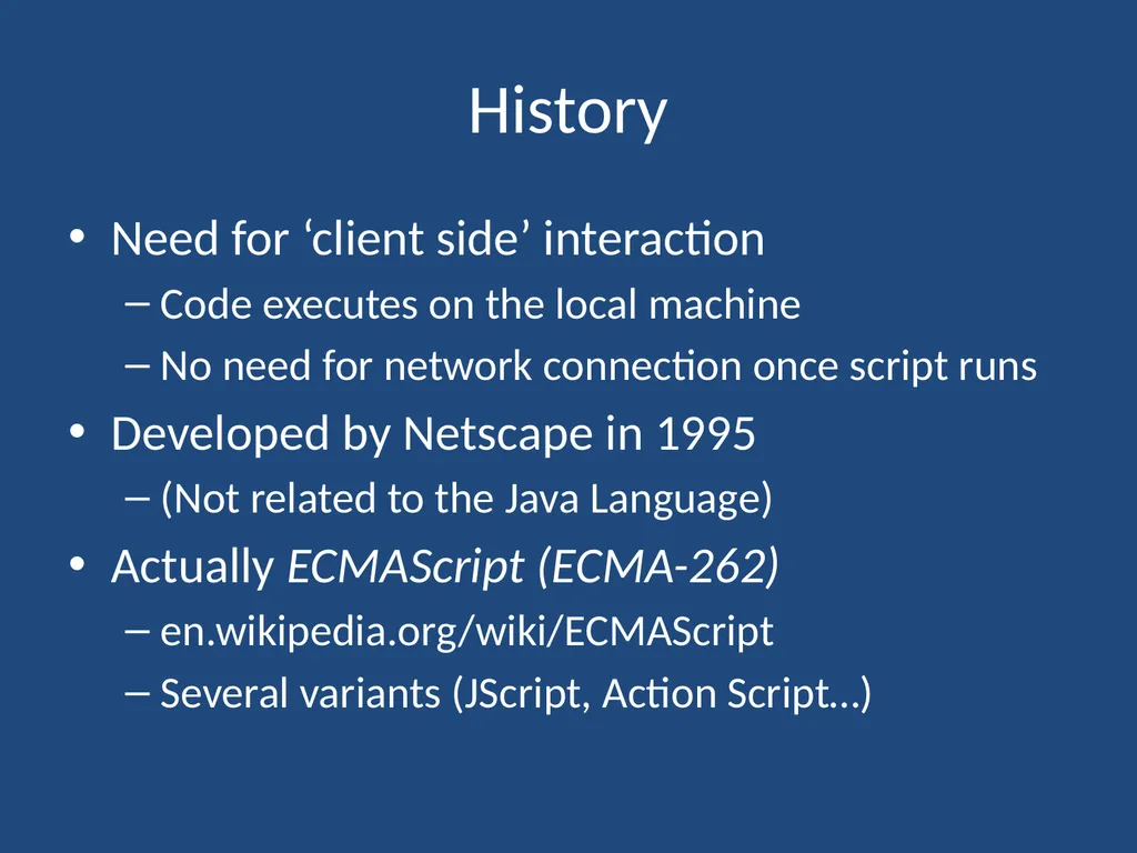 JavaScript CMPT 281 Outline Introduction to - slide 15 of 47