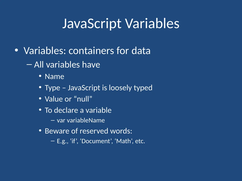 JavaScript CMPT 281 Outline Introduction to - slide 34 of 47