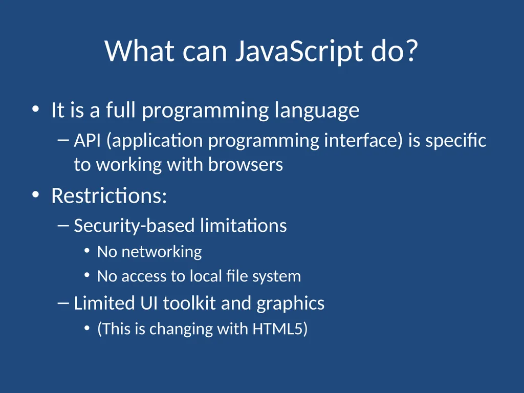 JavaScript CMPT 281 Outline Introduction to - slide 16 of 47
