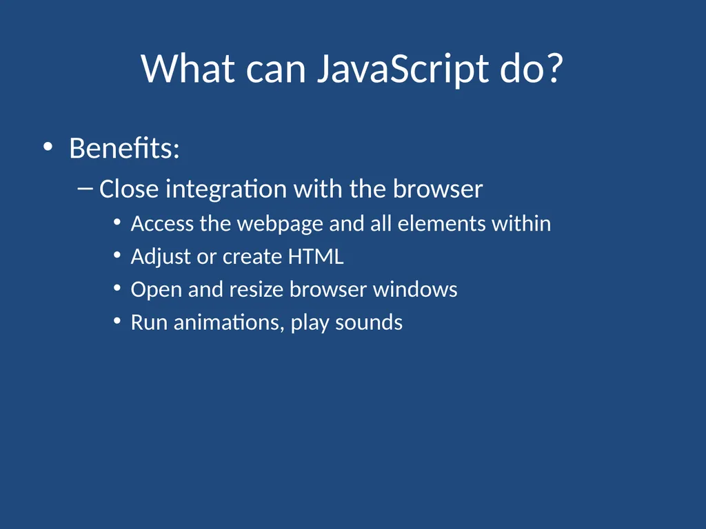 JavaScript CMPT 281 Outline Introduction to - slide 17 of 47