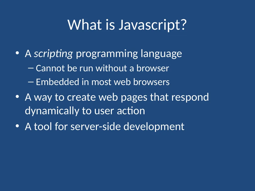 JavaScript CMPT 281 Outline Introduction to - slide 12 of 47