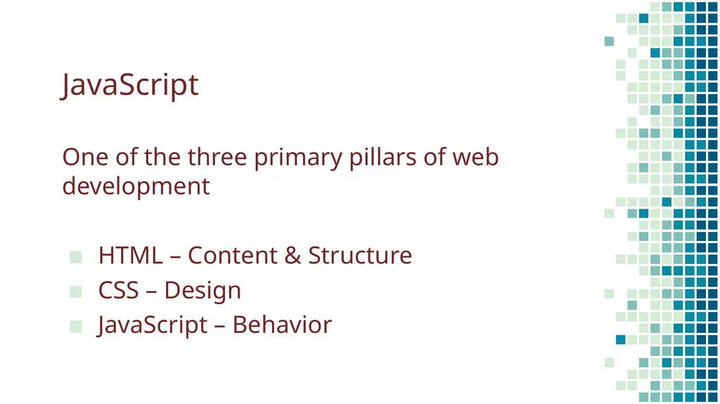 Introduction to JavaScript COMP 3700 With thanks - slide 12 of 18