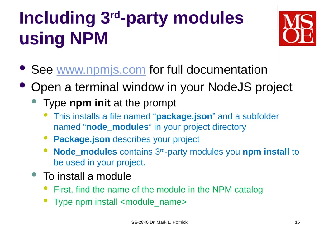 SE-2840 Dr. Mark L. Hornick 1 Server-side - slide 15 of 18