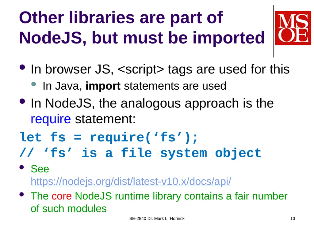 SE-2840 Dr. Mark L. Hornick 1 Server-side - slide 13 of 18