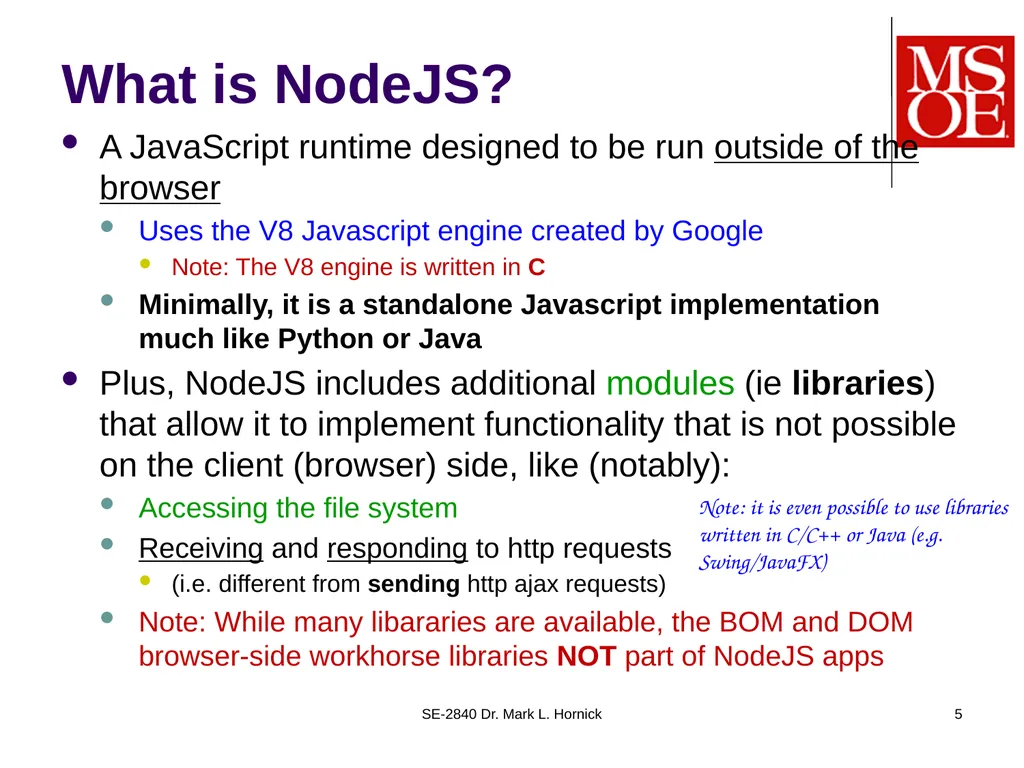 SE-2840 Dr. Mark L. Hornick 1 Server-side - slide 5 of 18