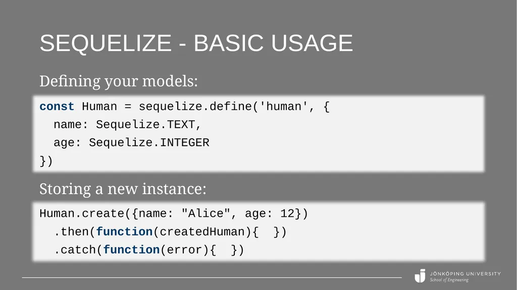Using sequelize in node.js Peter Larsson-Green - slide 10 of 17