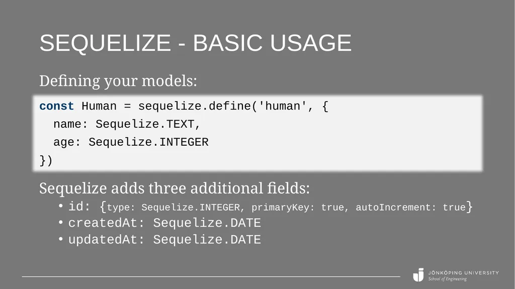 Using sequelize in node.js Peter Larsson-Green - slide 8 of 17