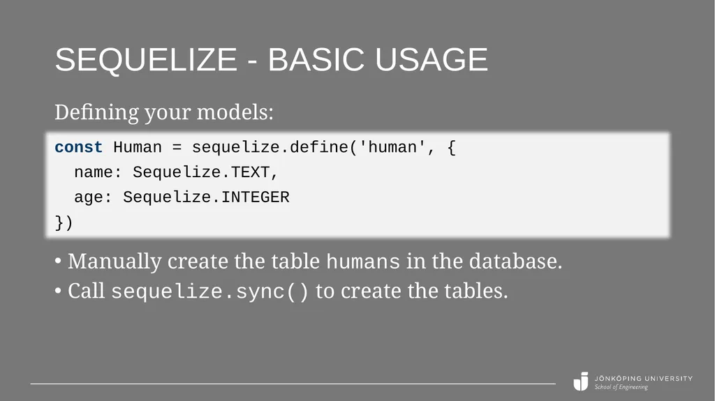Using sequelize in node.js Peter Larsson-Green - slide 9 of 17