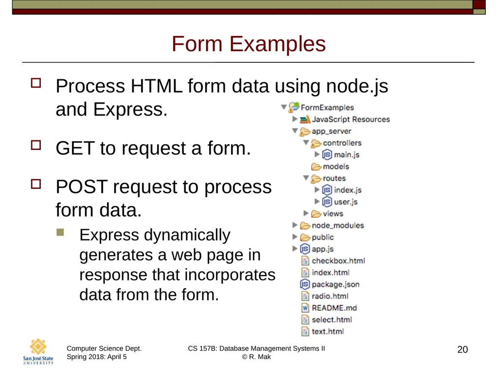 CS/SE 157B Database Management Systems II April 5 - slide 20 of 35