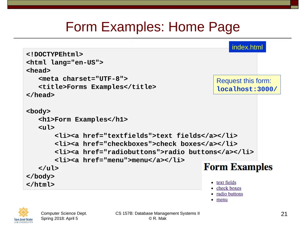 CS/SE 157B Database Management Systems II April 5 - slide 21 of 35