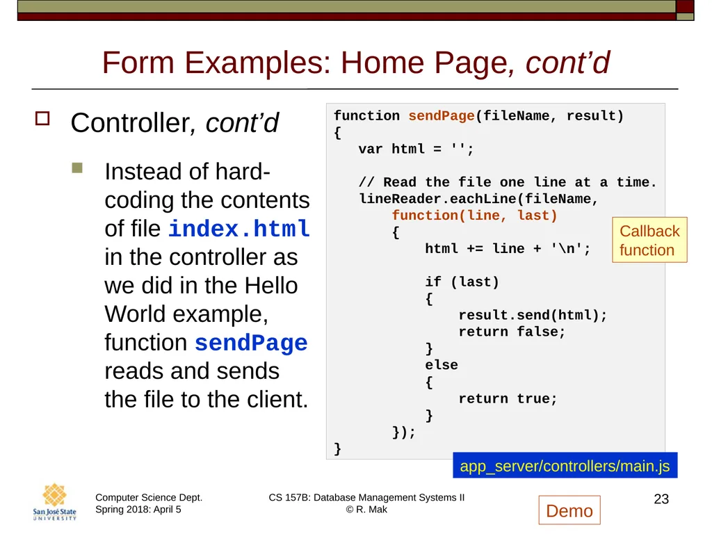 CS/SE 157B Database Management Systems II April 5 - slide 23 of 35