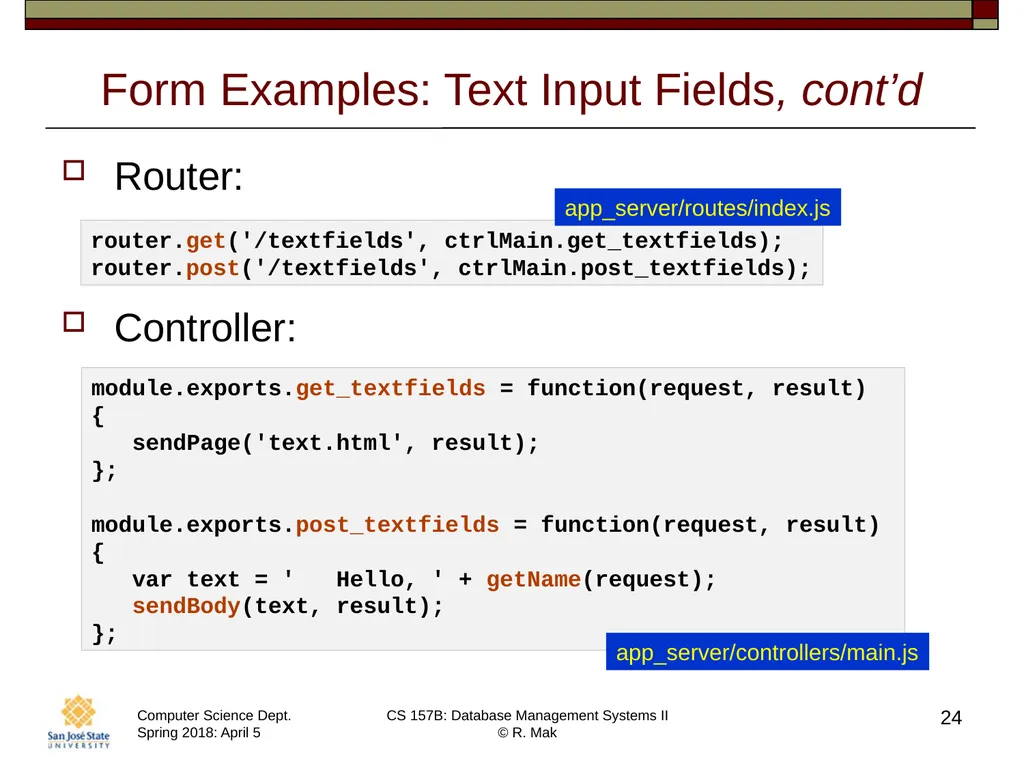 CS/SE 157B Database Management Systems II April 5 - slide 24 of 35