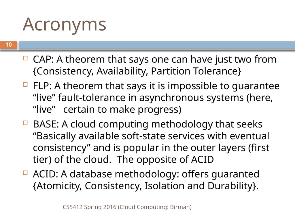 CS5412: Spring 2016 Cloud Computing Ken Birman - slide 10 of 37