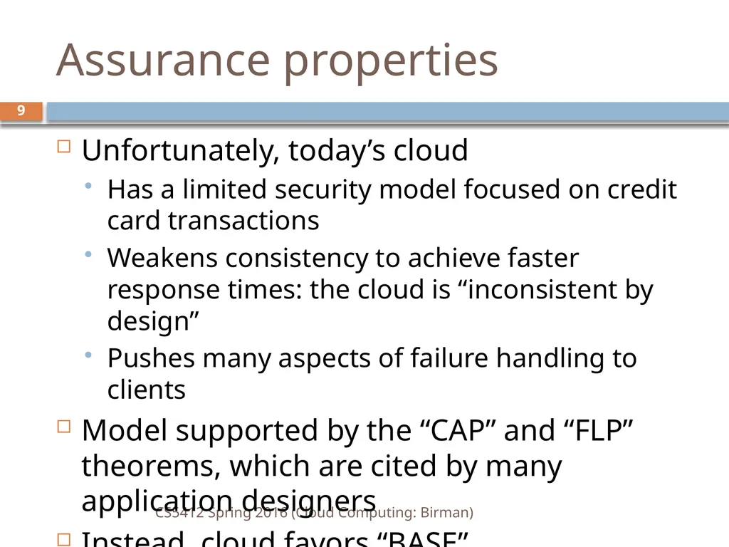 CS5412: Spring 2016 Cloud Computing Ken Birman - slide 9 of 37