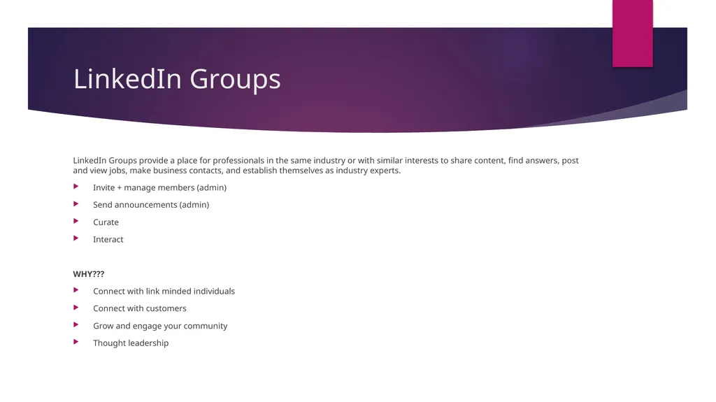 LinkedIn Overview The Web marketing Guy What is - slide 13 of 13
