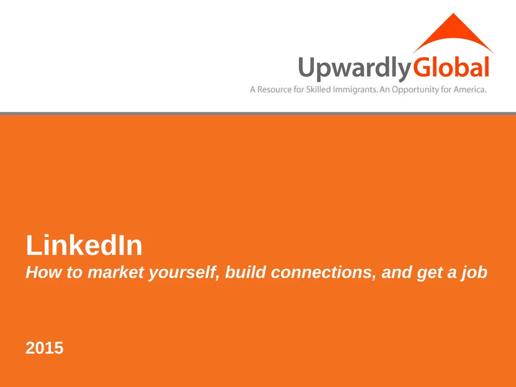 LinkedIn How to market yourself, build - slide 1 of 10