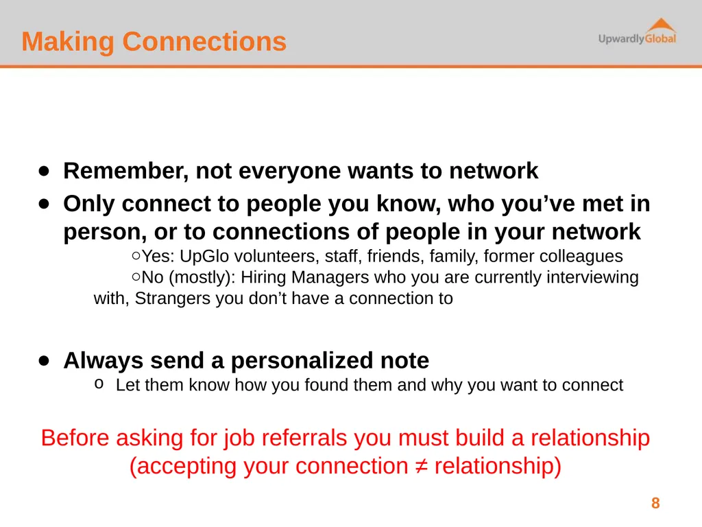 LinkedIn How to market yourself, build - slide 8 of 10