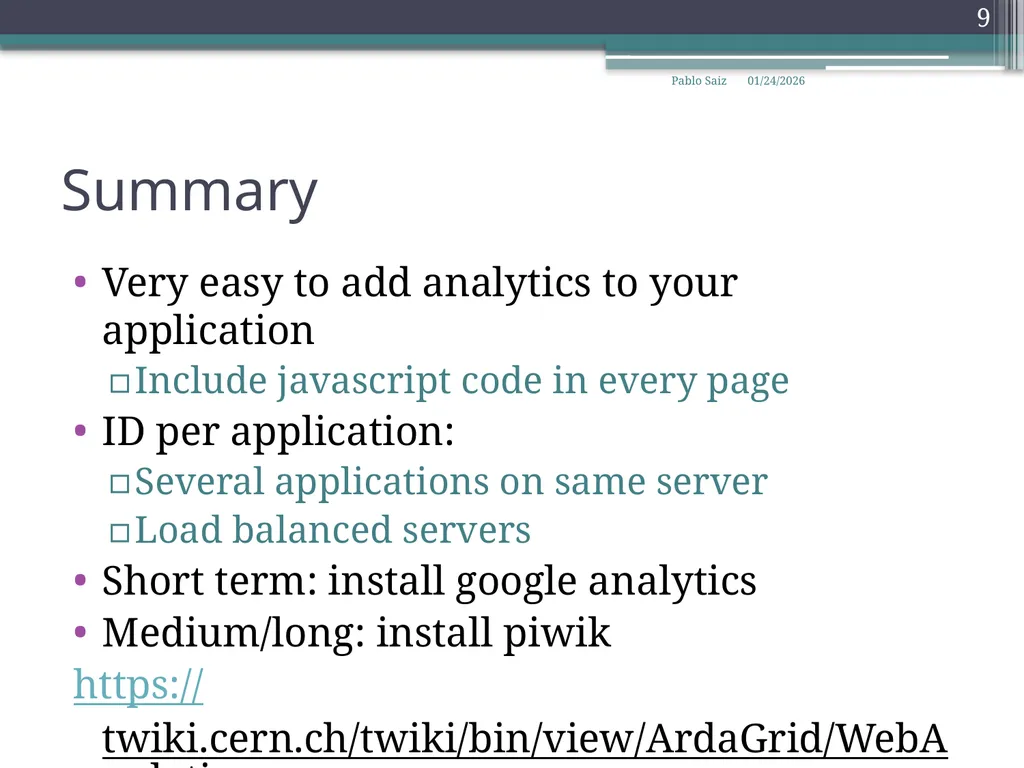 Configure google analytics Pablo Saiz 25 October - slide 9 of 9