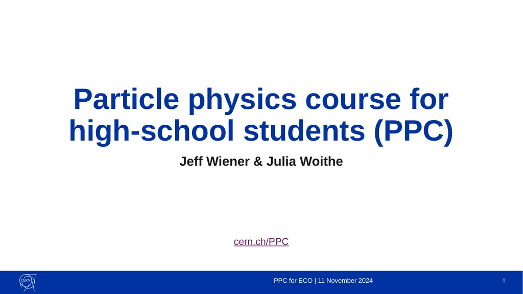 Particle physics course for high-school students
