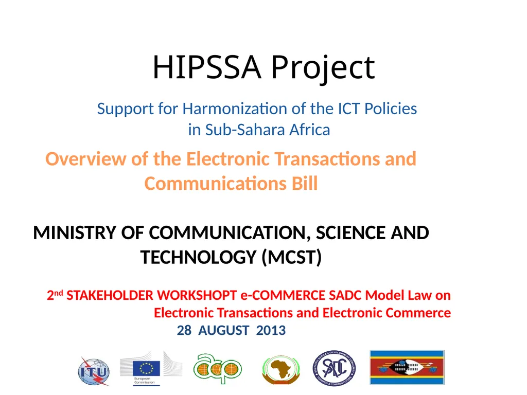 HIPSSA Project Support for Harmonization of the - slide 1 of 33