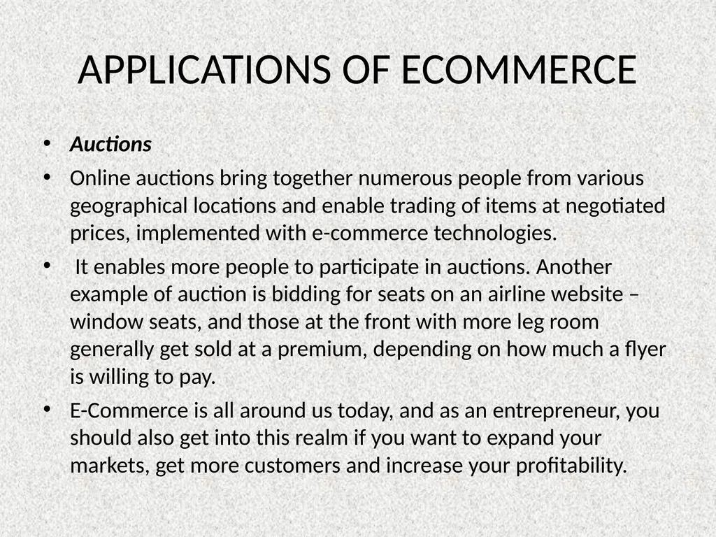 E COMMERCE APPLICATIONS OF E COMMERCE APPLICATIONS - slide 7 of 7