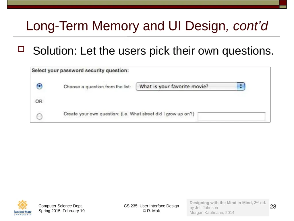 CS 235: User Interface Design February 19 Class - slide 28 of 33