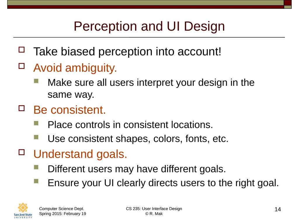 CS 235: User Interface Design February 19 Class - slide 14 of 33