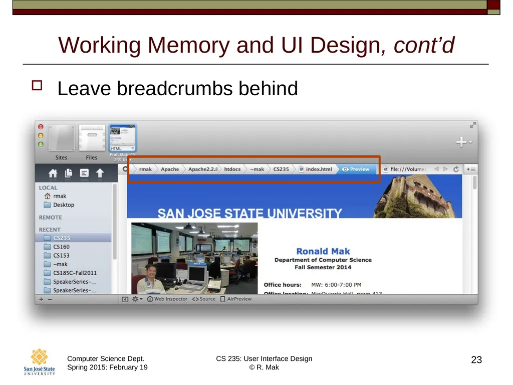 CS 235: User Interface Design February 19 Class - slide 23 of 33