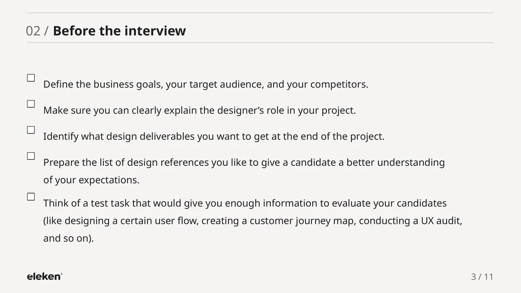 UI/UX Designer Evaluation Checklist 01 / - slide 3 of 12
