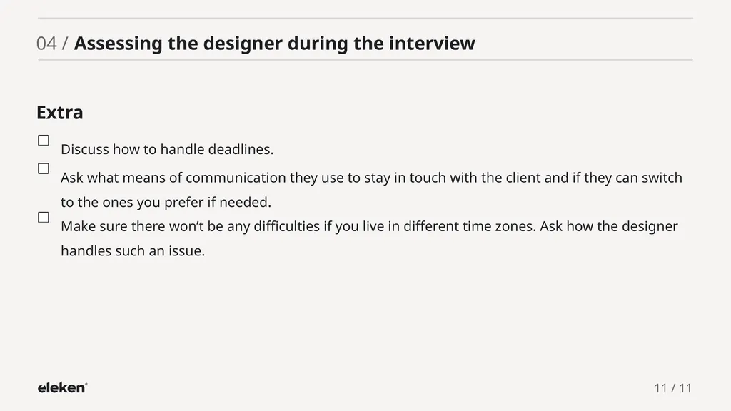 UI/UX Designer Evaluation Checklist 01 / - slide 11 of 12