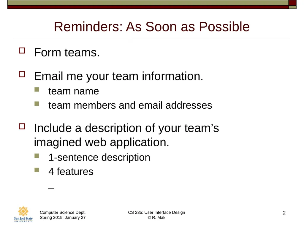 CS 235: User Interface Design August 27 Class - slide 2 of 30