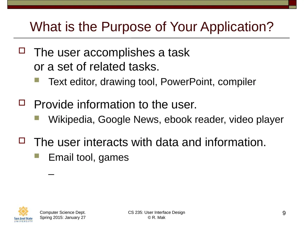 CS 235: User Interface Design August 27 Class - slide 9 of 30