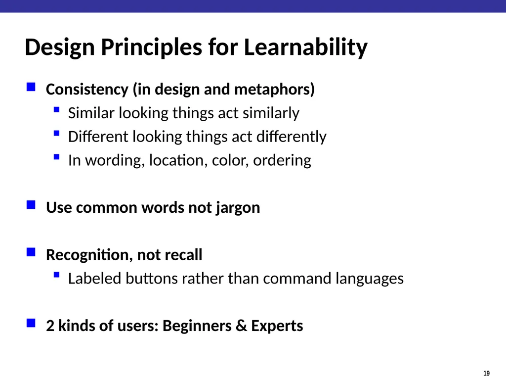 Human Factors / User Interface Design Guidelines - slide 19 of 33