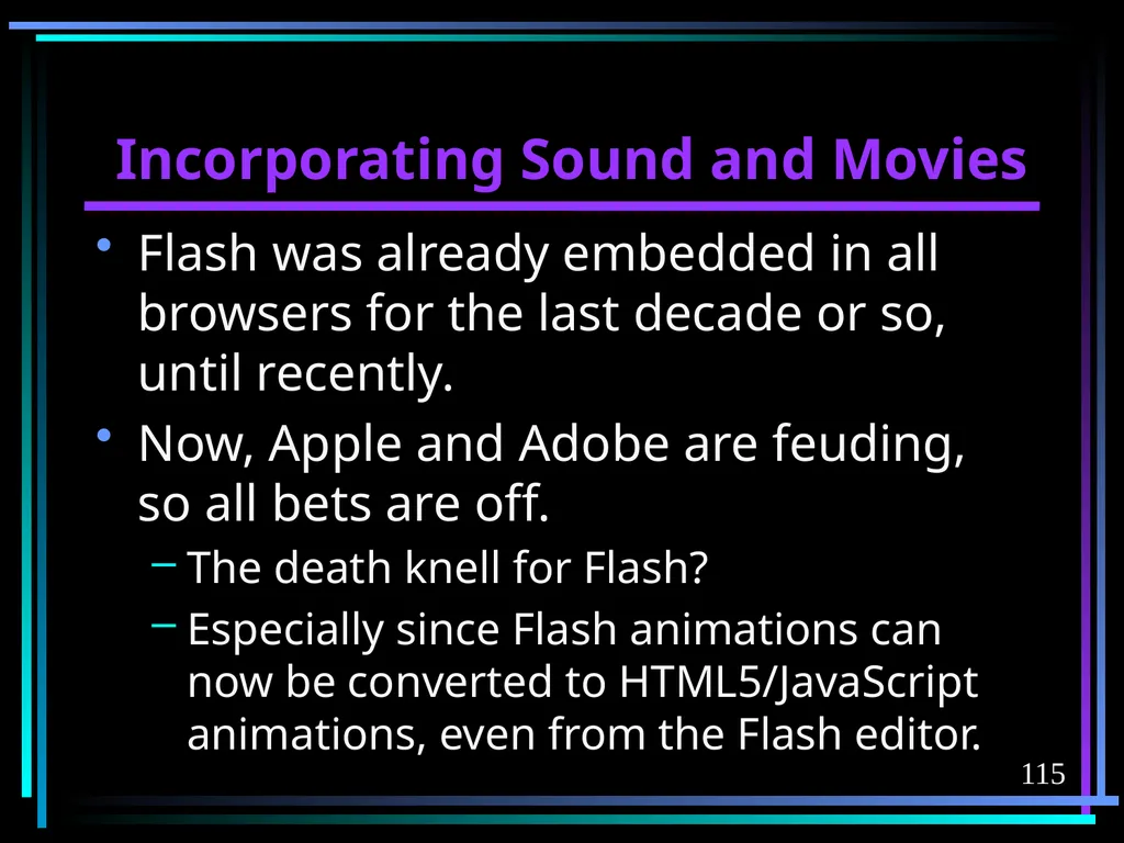 HTML 2 HTML Hypertext Markup Language (HTML) a - slide 115 of 262