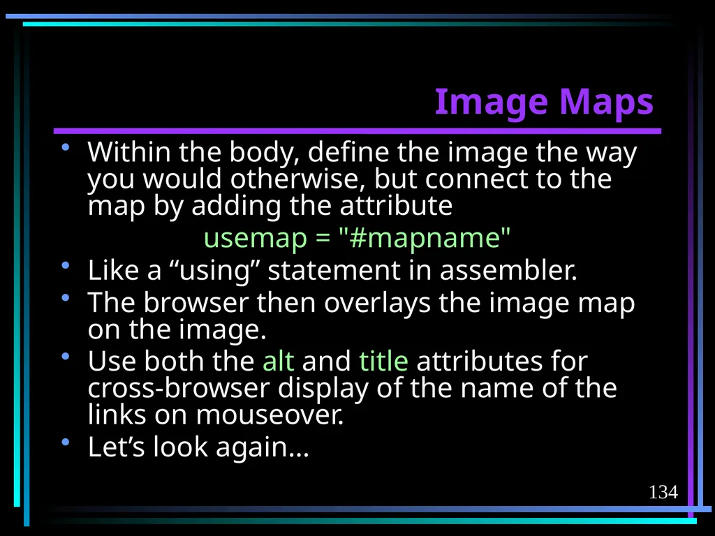 HTML 2 HTML Hypertext Markup Language (HTML) a - slide 134 of 262
