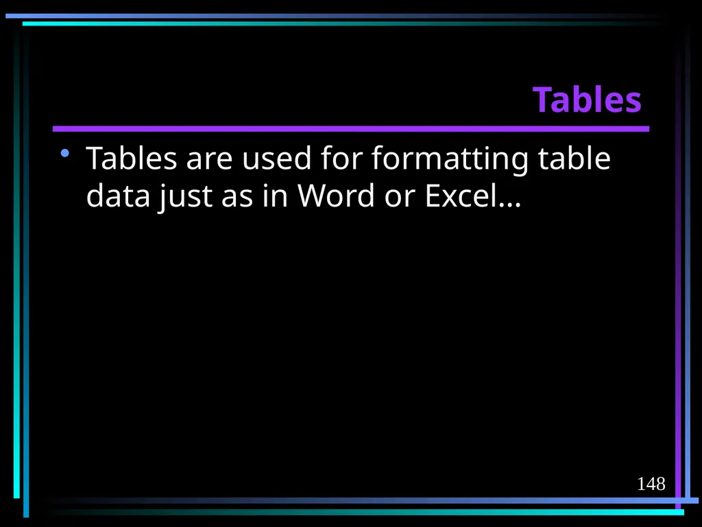 HTML 2 HTML Hypertext Markup Language (HTML) a - slide 148 of 262
