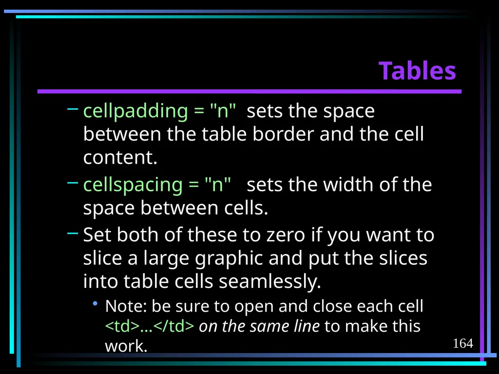 HTML 2 HTML Hypertext Markup Language (HTML) a - slide 164 of 262