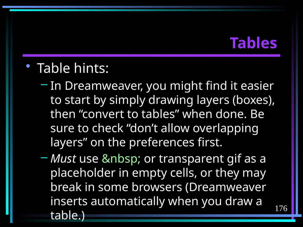 HTML 2 HTML Hypertext Markup Language (HTML) a - slide 176 of 262